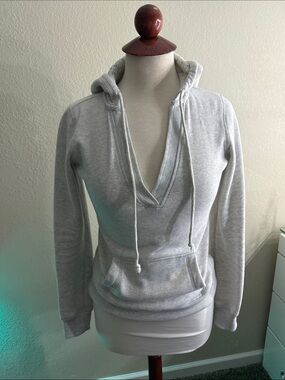 Aeropostale Light Gray V-Neck Hooded Sweatshirt